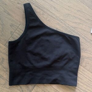 athletica Black One-Shoulder Crop Top xs s